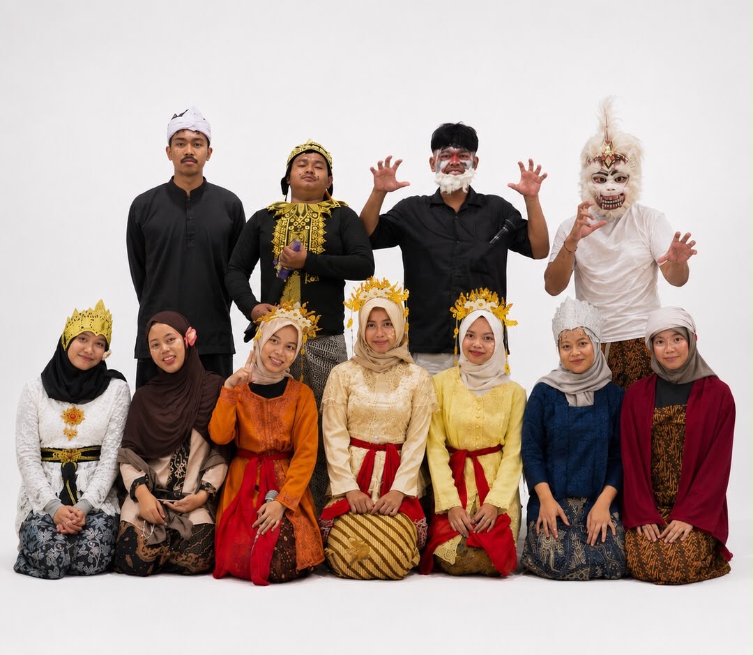 Mr.D students in traditional attire during outdoor English class